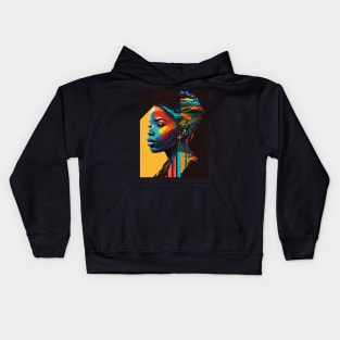 Colorful pop art style woman portrait Kids Hoodie